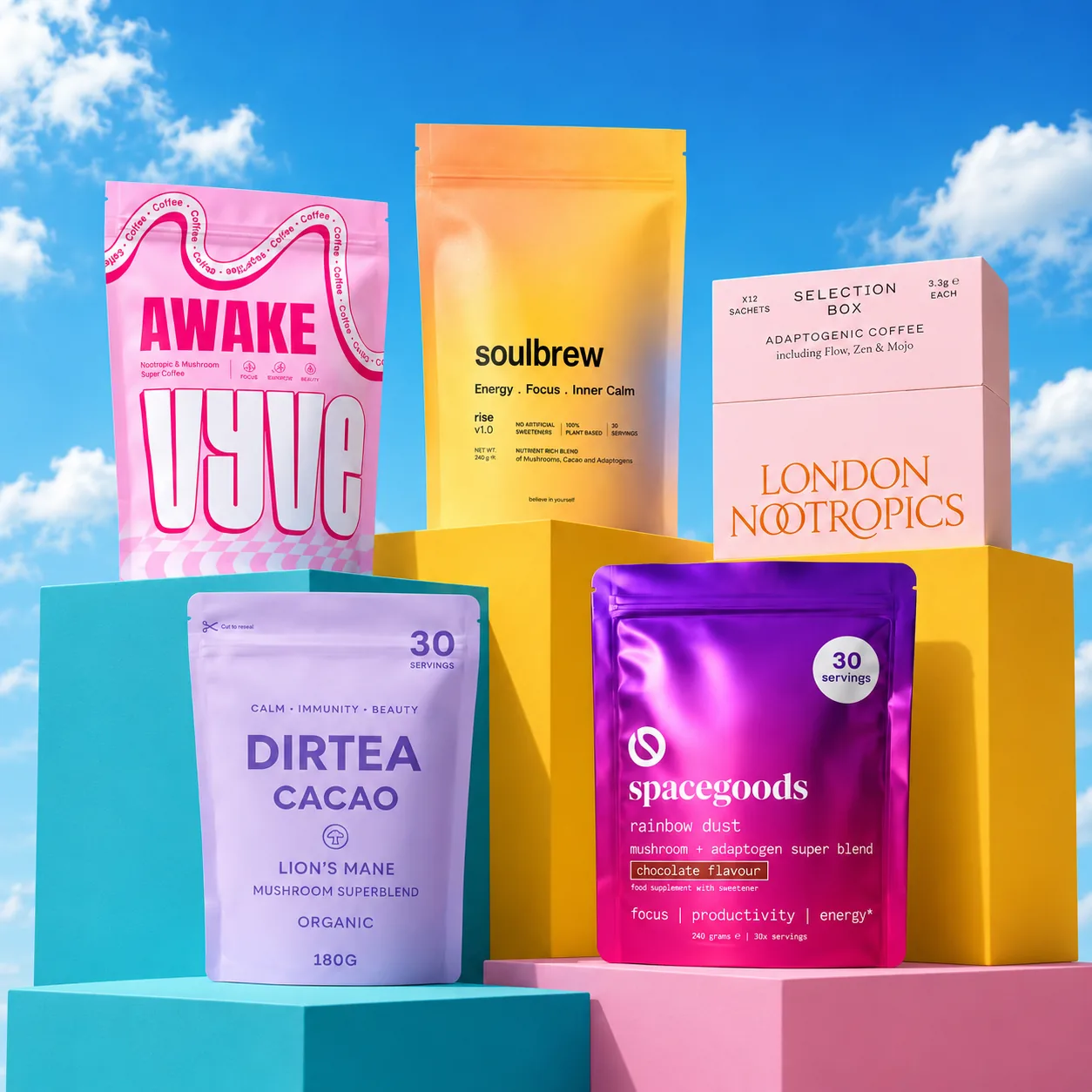Five mushroom coffee products compared in the review